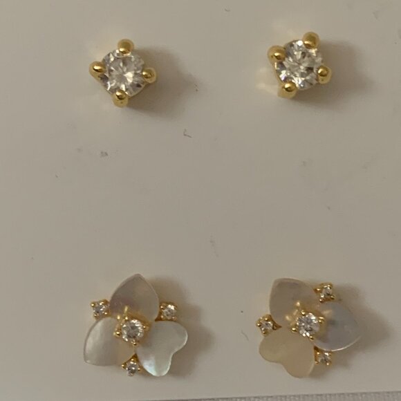 KATE SPADE Precious Pansy Stud Earrings Set in Gold - Picture 2 of 2